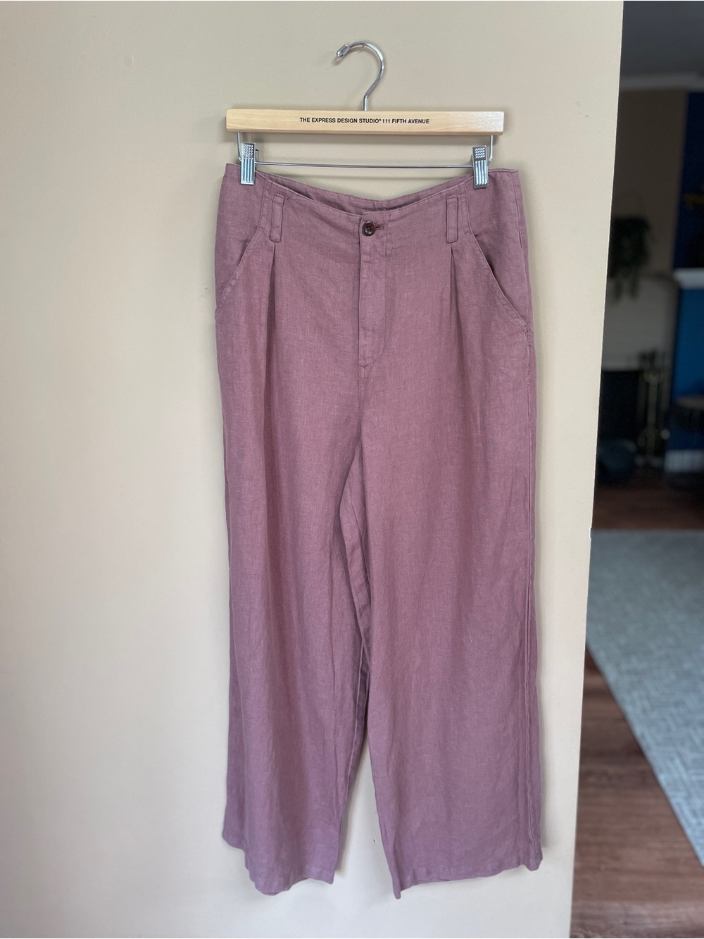 WRAP LONDON Womens Wide Leg Linen Trousers Pants High Rise Size 8 NWOT Coastal # - Picture 2 of 9